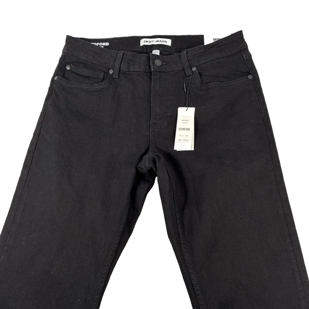 New Mens DKNY Jeans Bedford Slim Black Denim Size 33x30 NWT $79